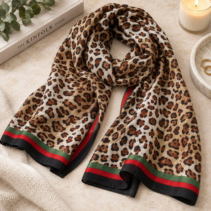 Leopard Print Silk Scarf