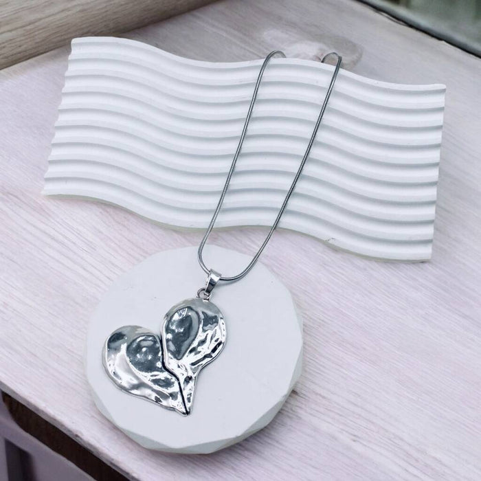 Long Broken Heart Statement Necklace