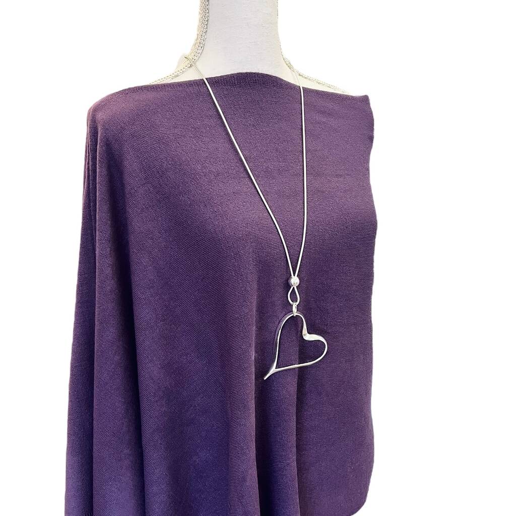 Long Heart Pendant Statement Necklace