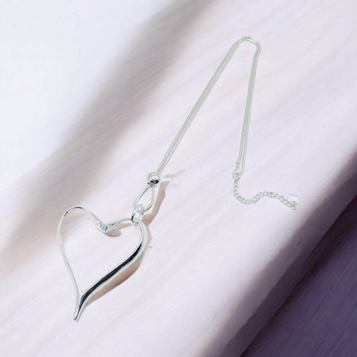 Long Heart Pendant Statement Necklace