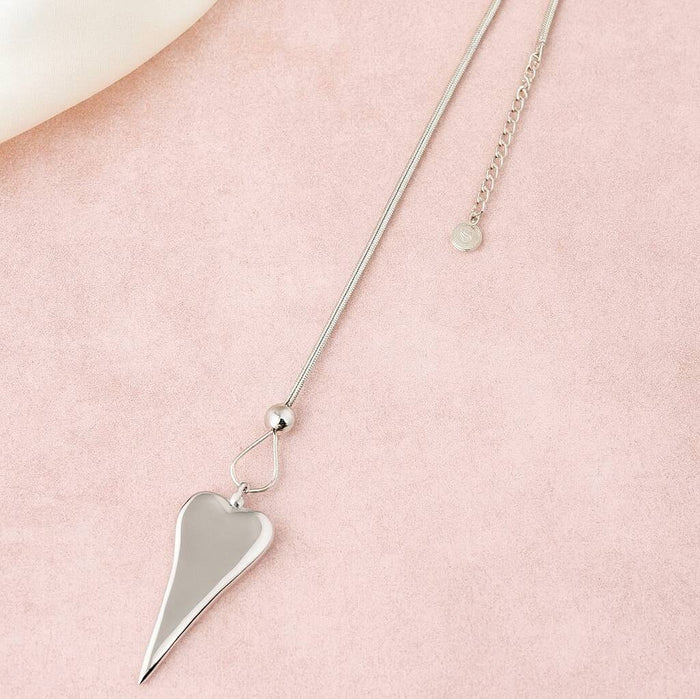 Long Shining Heart Pendant Necklace