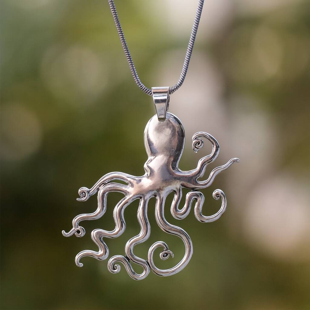 Long Statement Octopus Pendant Necklace