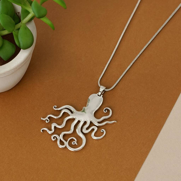 Long Statement Octopus Pendant Necklace