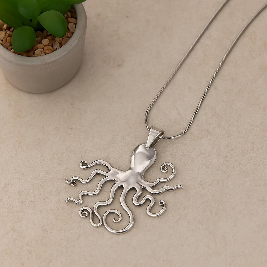 Long Statement Octopus Pendant Necklace