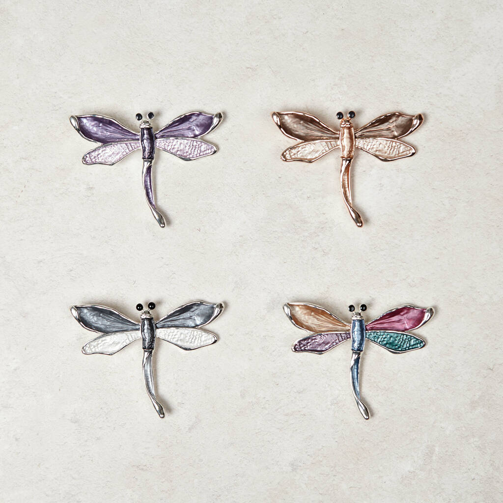 Embroidered Dragonfly Scarf And Brooch Set