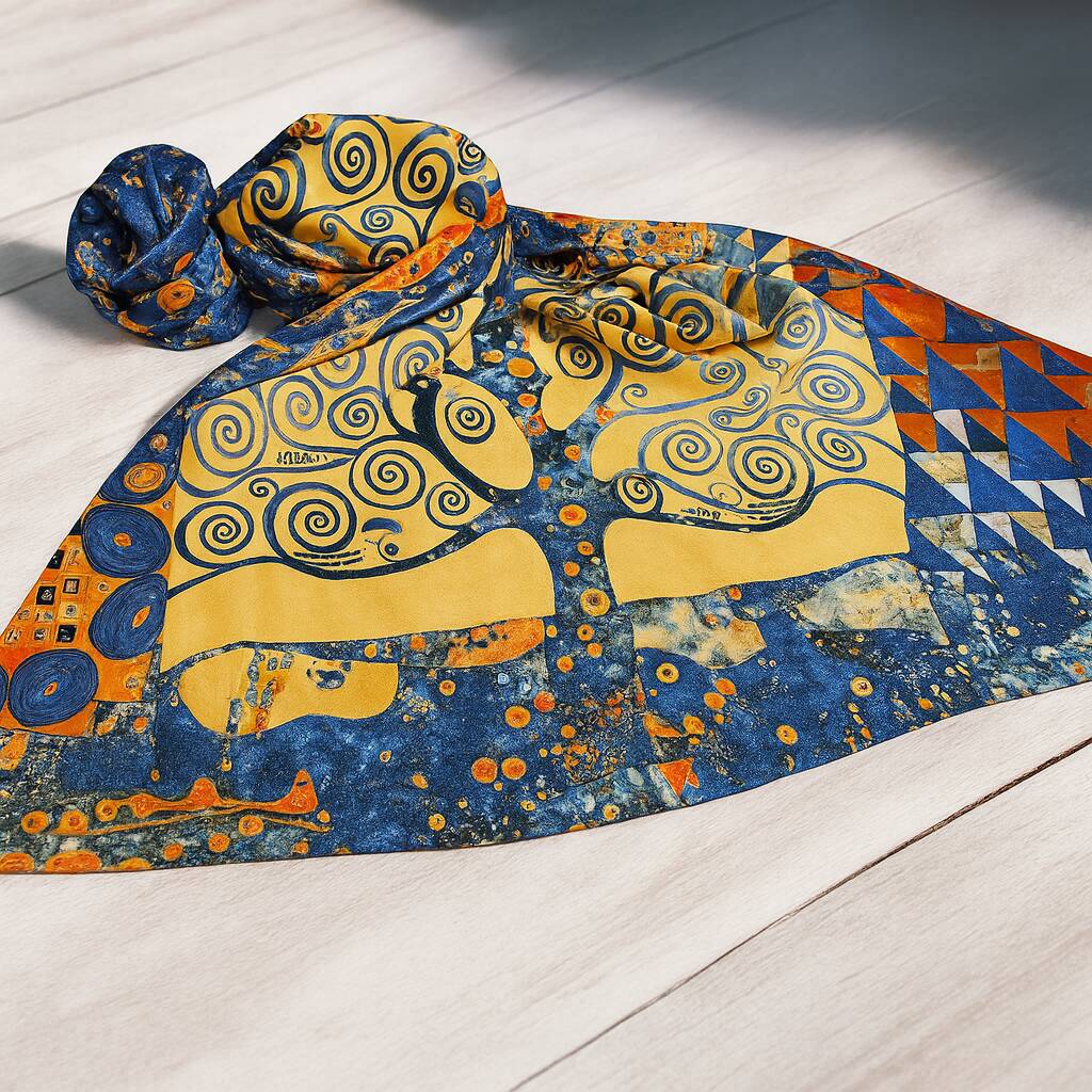Klimt Art Tree Of Life Print Silk Scarf