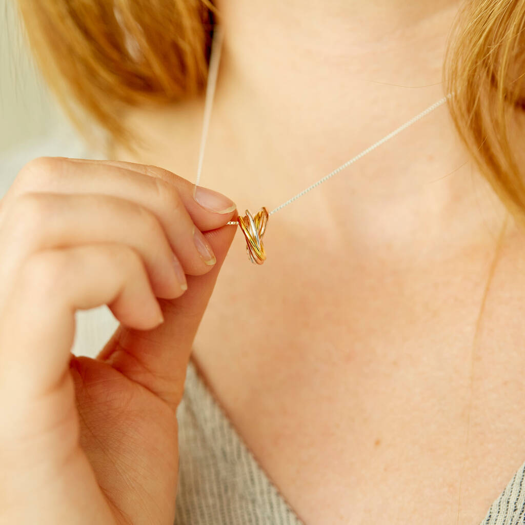 Mixed Metal Knot Of Friendship Ring Necklace