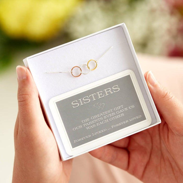 Mixed Metal Sisters Forever Linked Bracelet