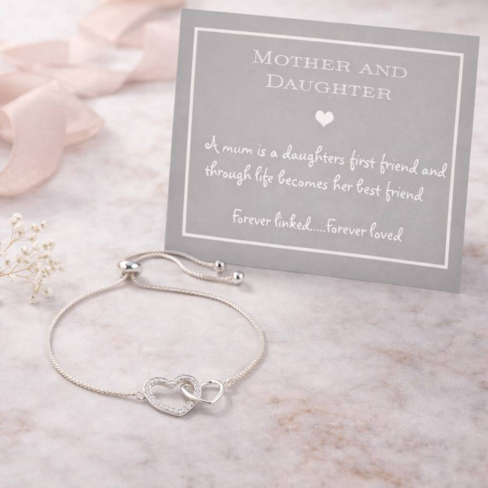 Mother And Daughter Linked Hearts Drawstring Bracelet