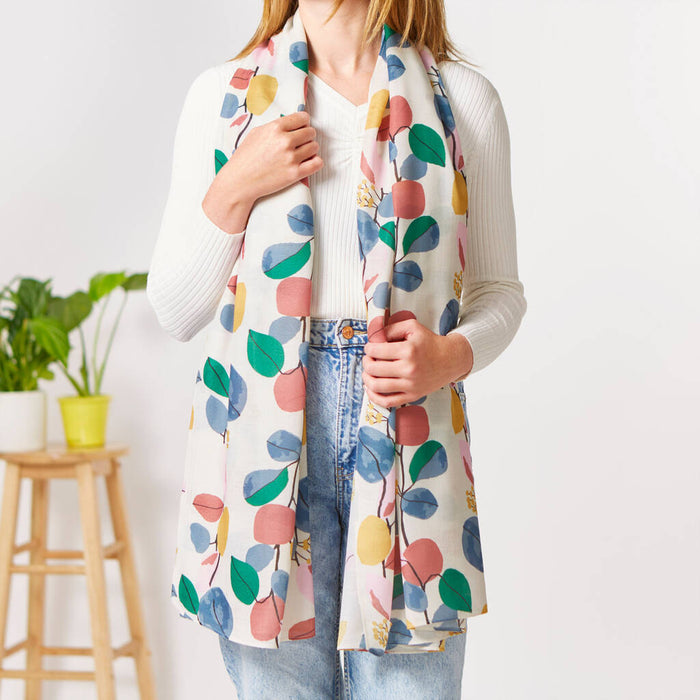 Cream Leafy Branch Scarf