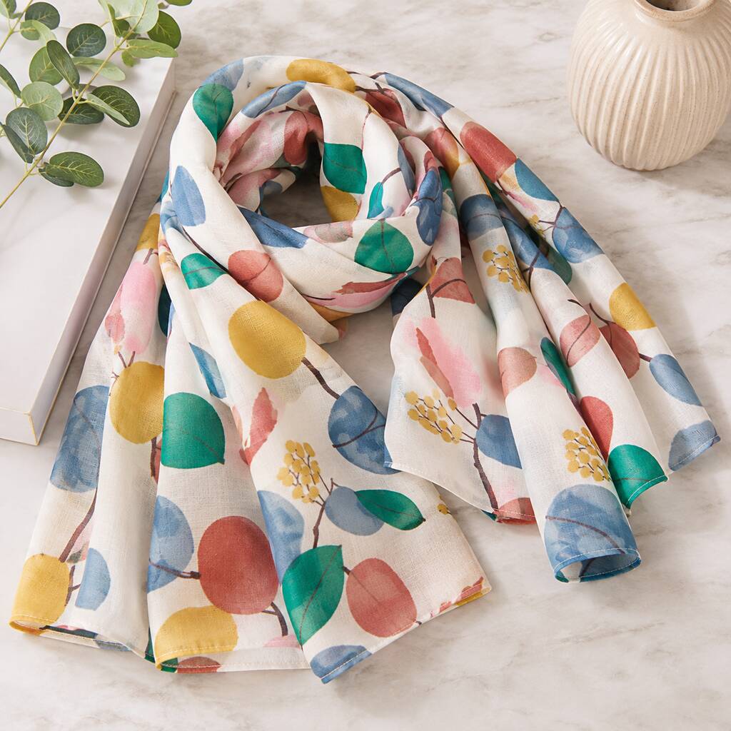 Leafy Branch Print Scarf