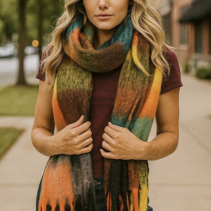 Multicoloured Tartan Print Scarf