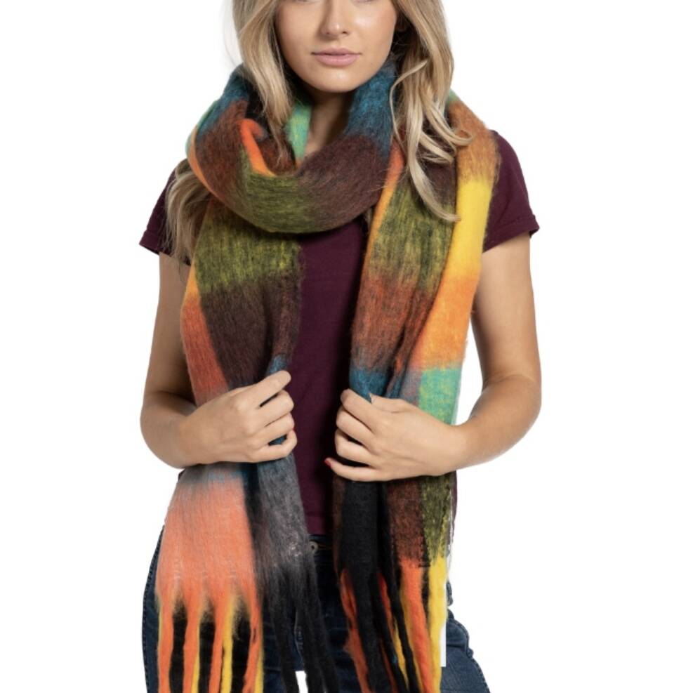 Multicoloured Tartan Print Scarf