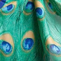 Peacock Feather Print Silk Blend Scarf