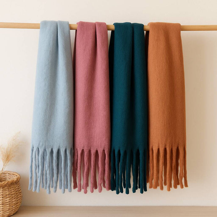 Plain Soft Blanket Tassel Scarf In 16 Colours