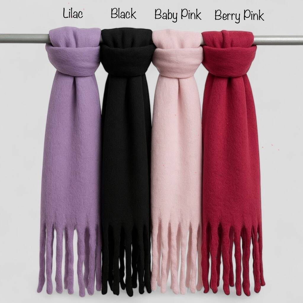 Plain Soft Blanket Tassel Scarf In 16 Colours