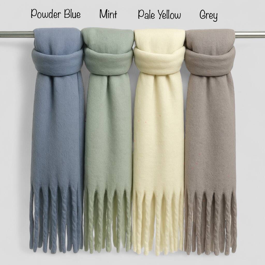 Plain Soft Blanket Tassel Scarf In 16 Colours