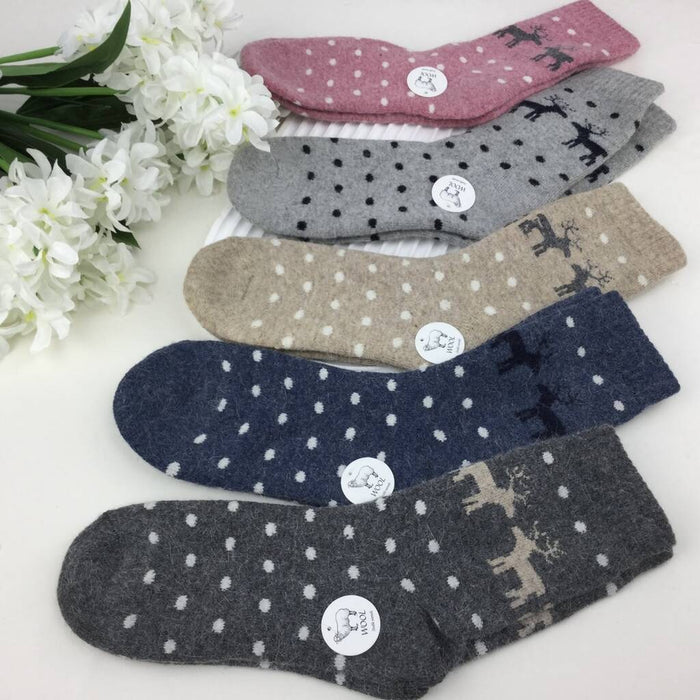 Christmas Polka Dot & Reindeer Stocking Filler Socks