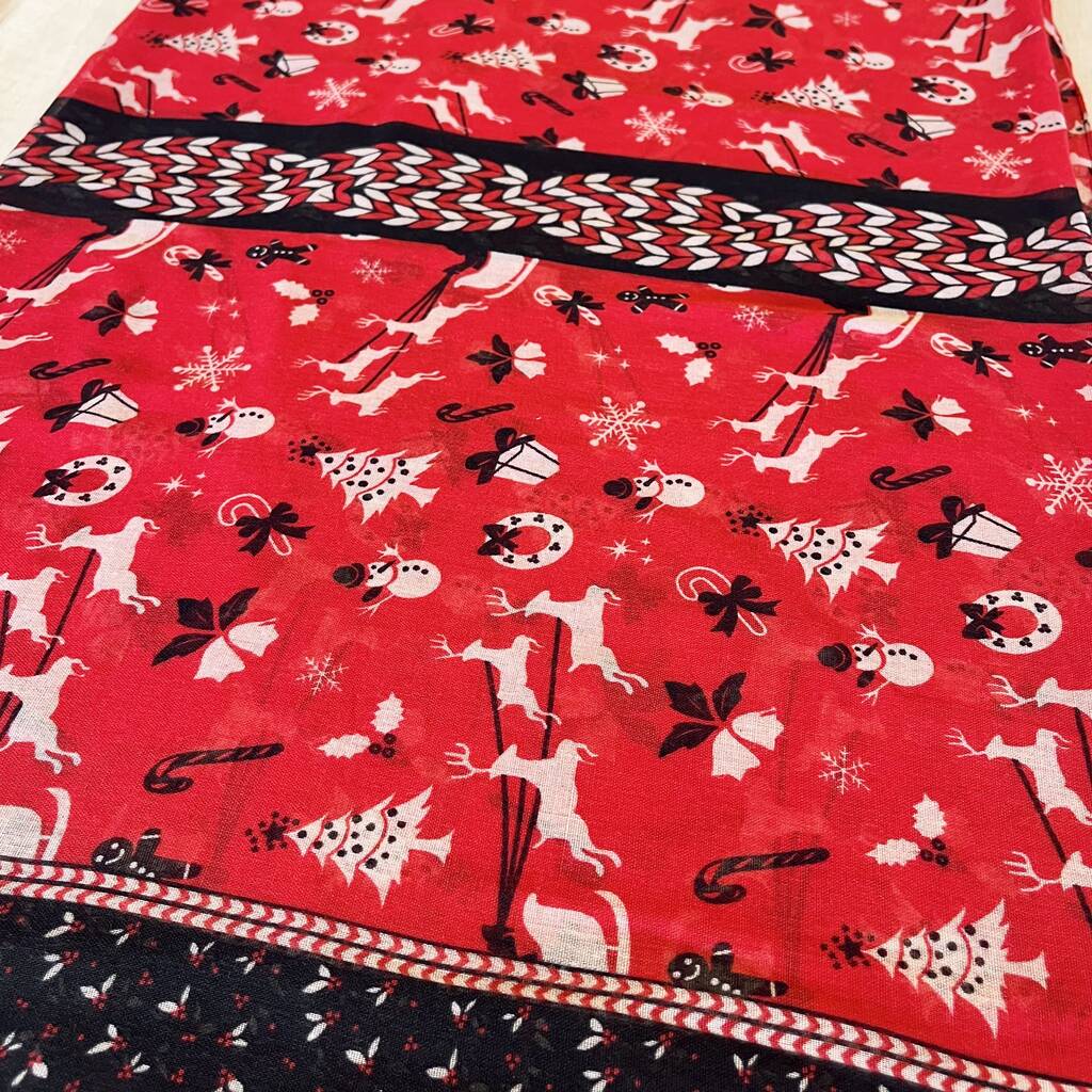 Red And Black Festive Christmas Scarf