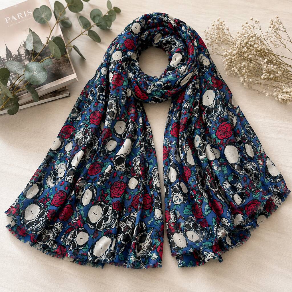 Skulls & Roses Print Scarf