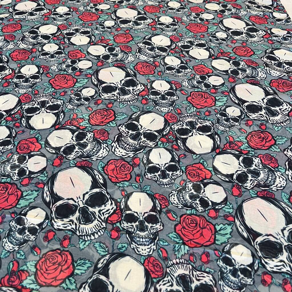 Skulls & Roses Print Scarf