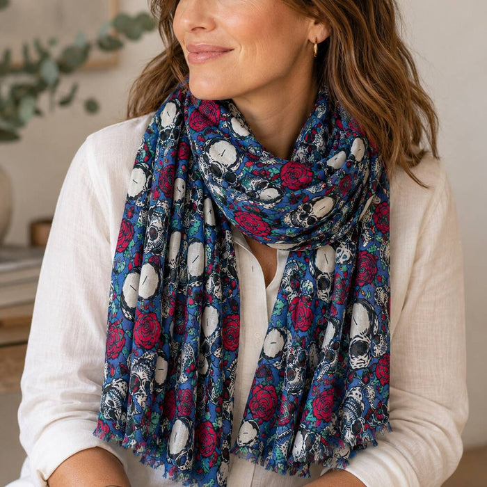 Skulls & Roses Print Scarf