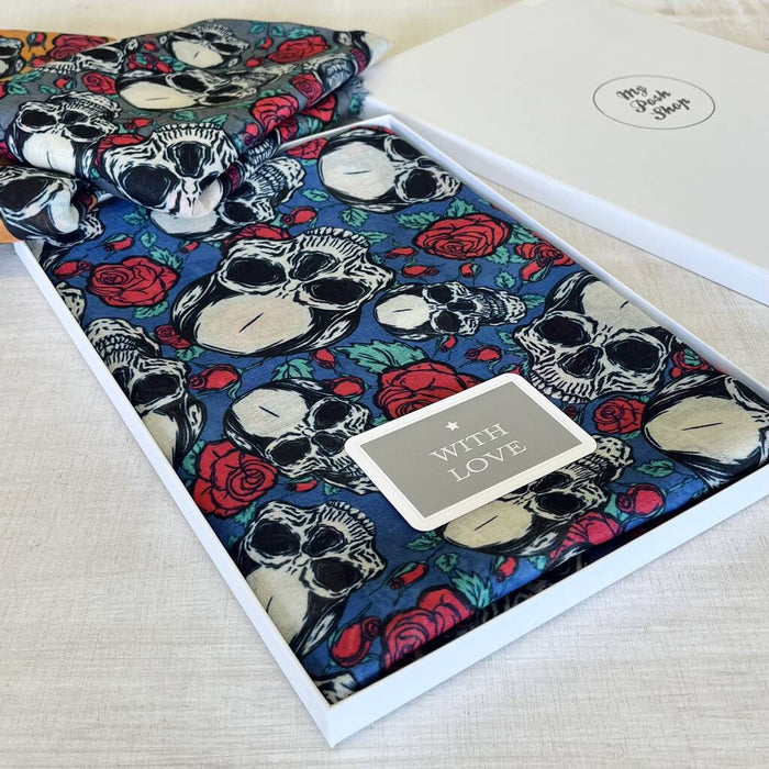 Skulls & Roses Print Scarf