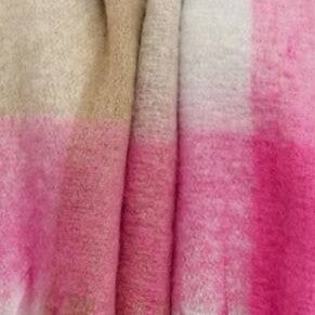 Soft Check Print Wool Blend Scarf