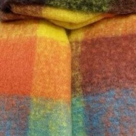 Soft Check Print Wool Blend Scarf