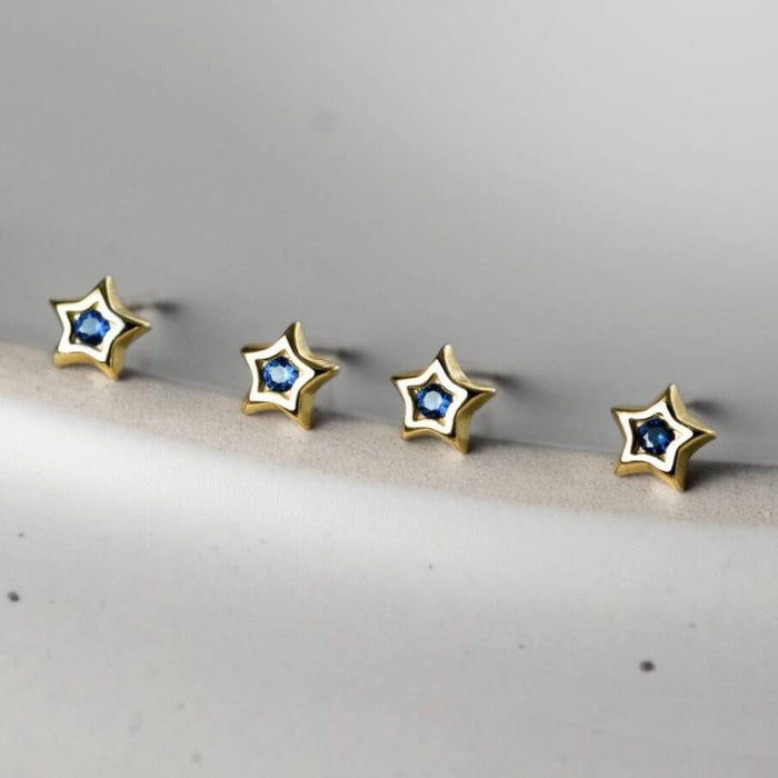 Starlite Blue Gold Plated Mini Star Stud Earrings
