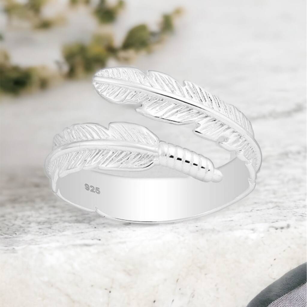 Sterling Silver Adjustable Feather Ring