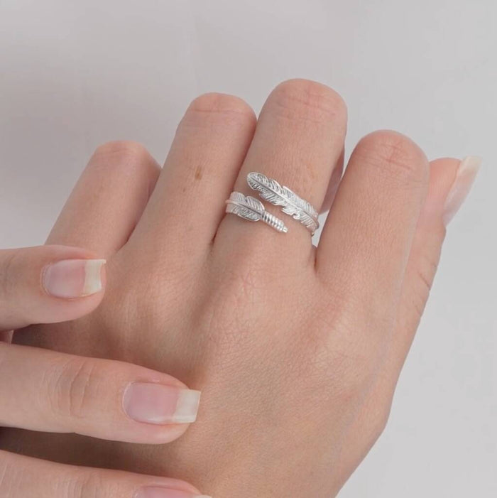 Sterling Silver Adjustable Feather Ring