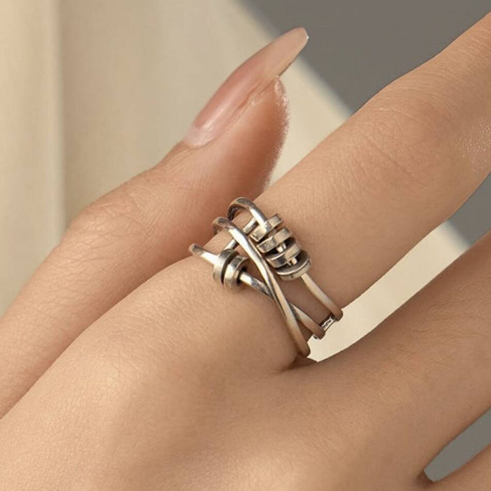 Vintage Style Sterling Silver Adjustable Layered Fidget Ring