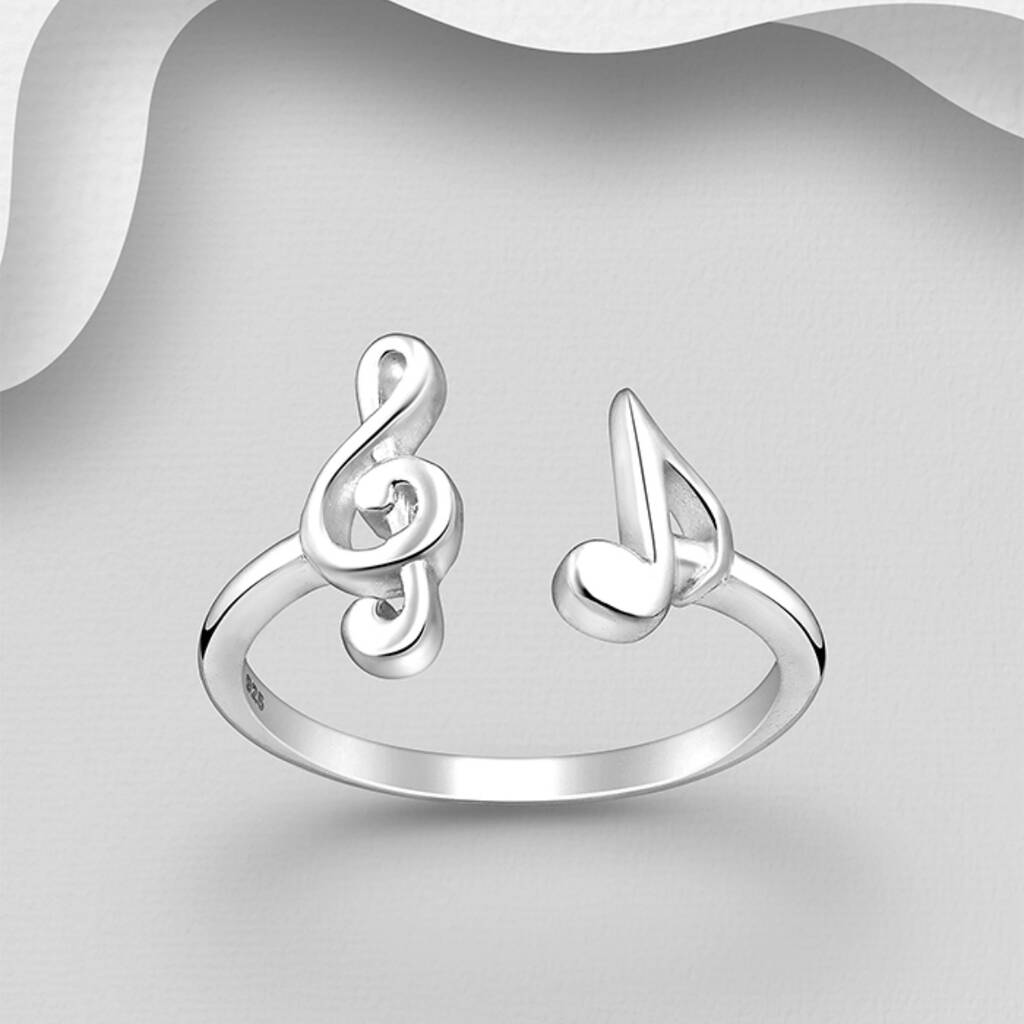 Sterling Silver Adjustable Music Note Ring
