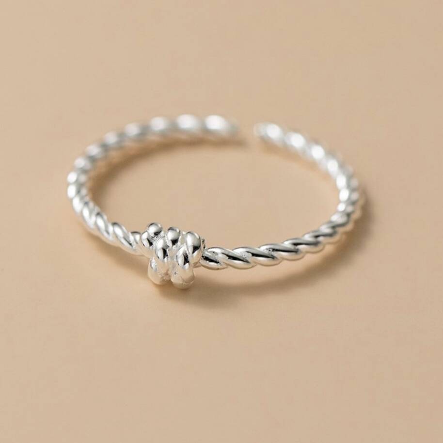 Sterling Silver Adjustable Rope Knot Ring