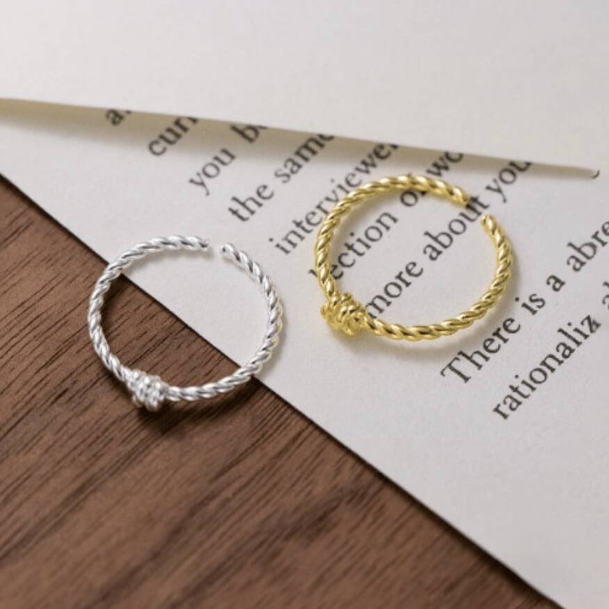 Sterling Silver Adjustable Rope Knot Ring