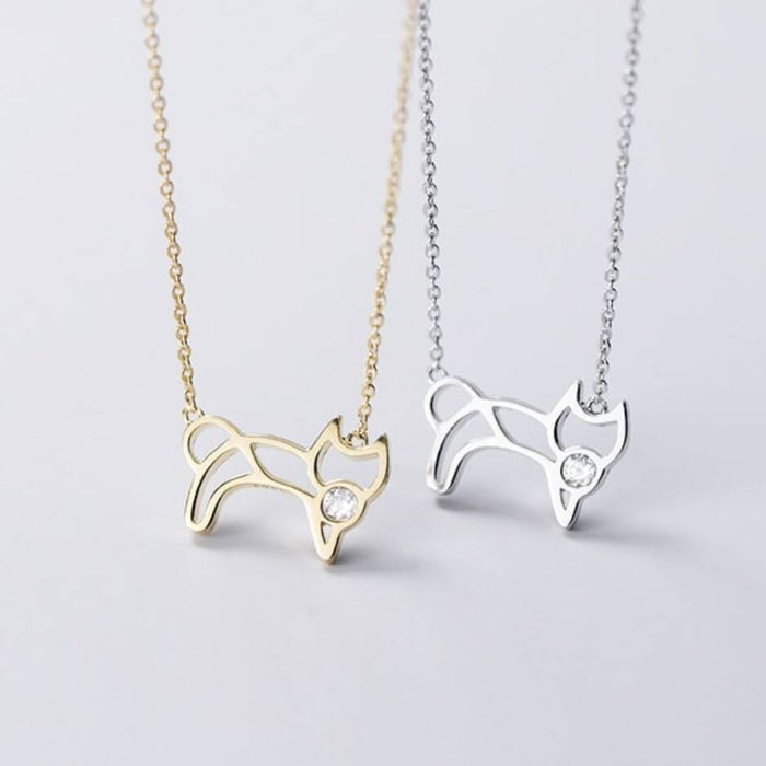 Sterling Silver Cat Pendant Necklace