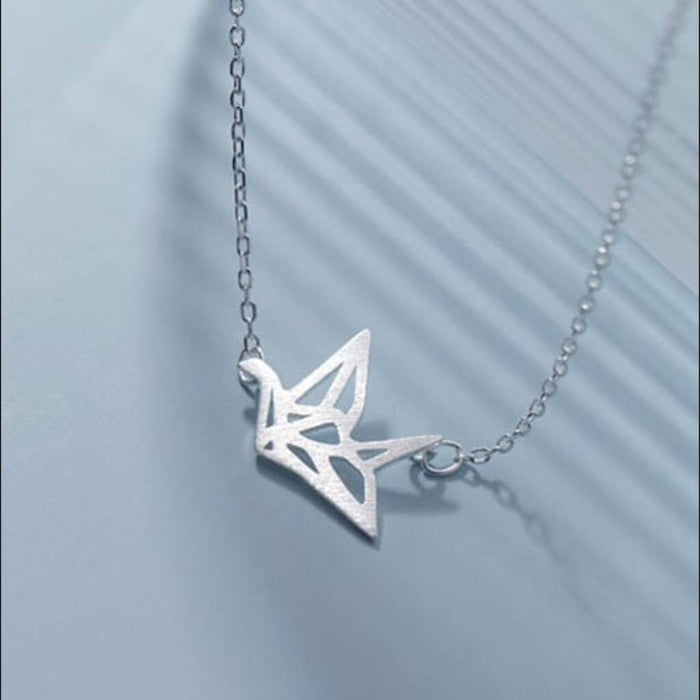 Sterling Silver Origami Crane Necklace