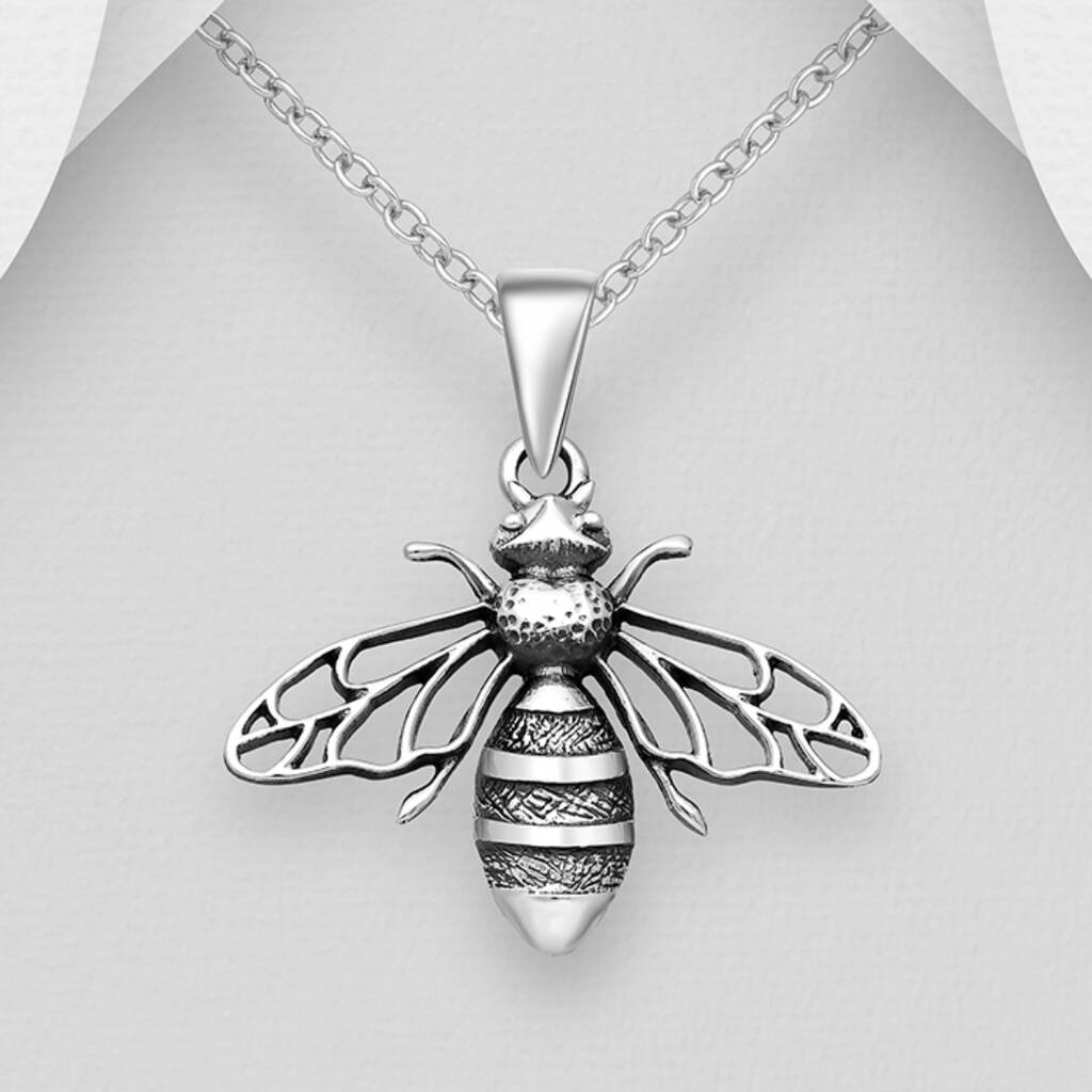Teacher's Sterling Silver Bee Pendant Necklace