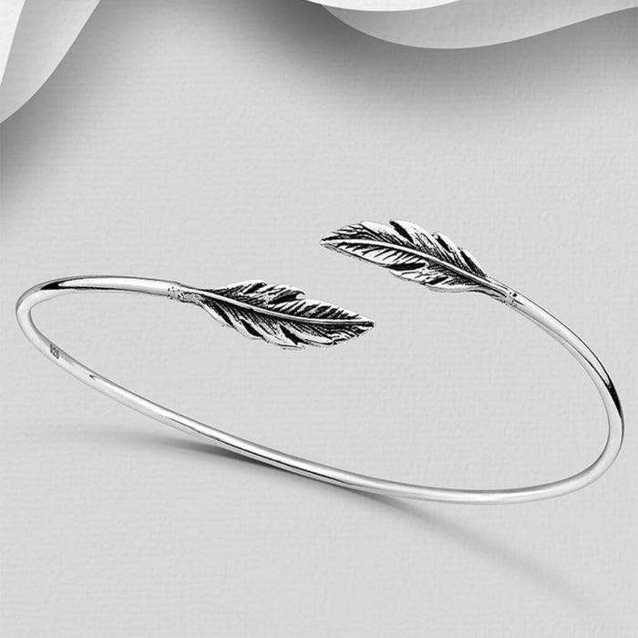 Sterling Silver Feather Cuff Bracelet