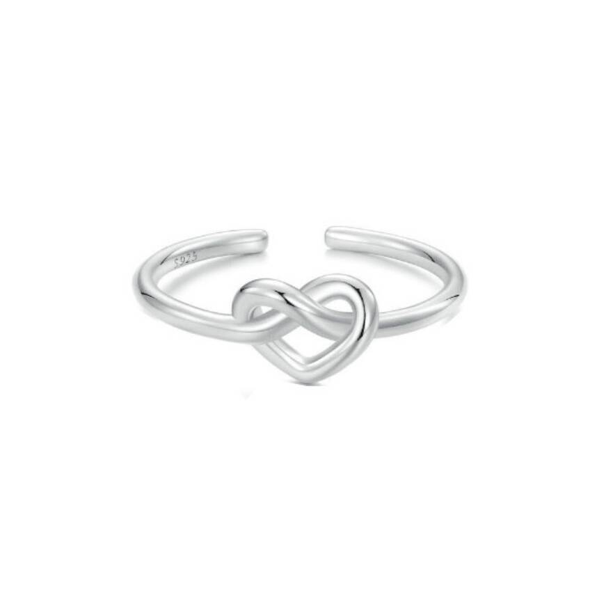 Sterling Silver Adjustable Heart Knot Ring