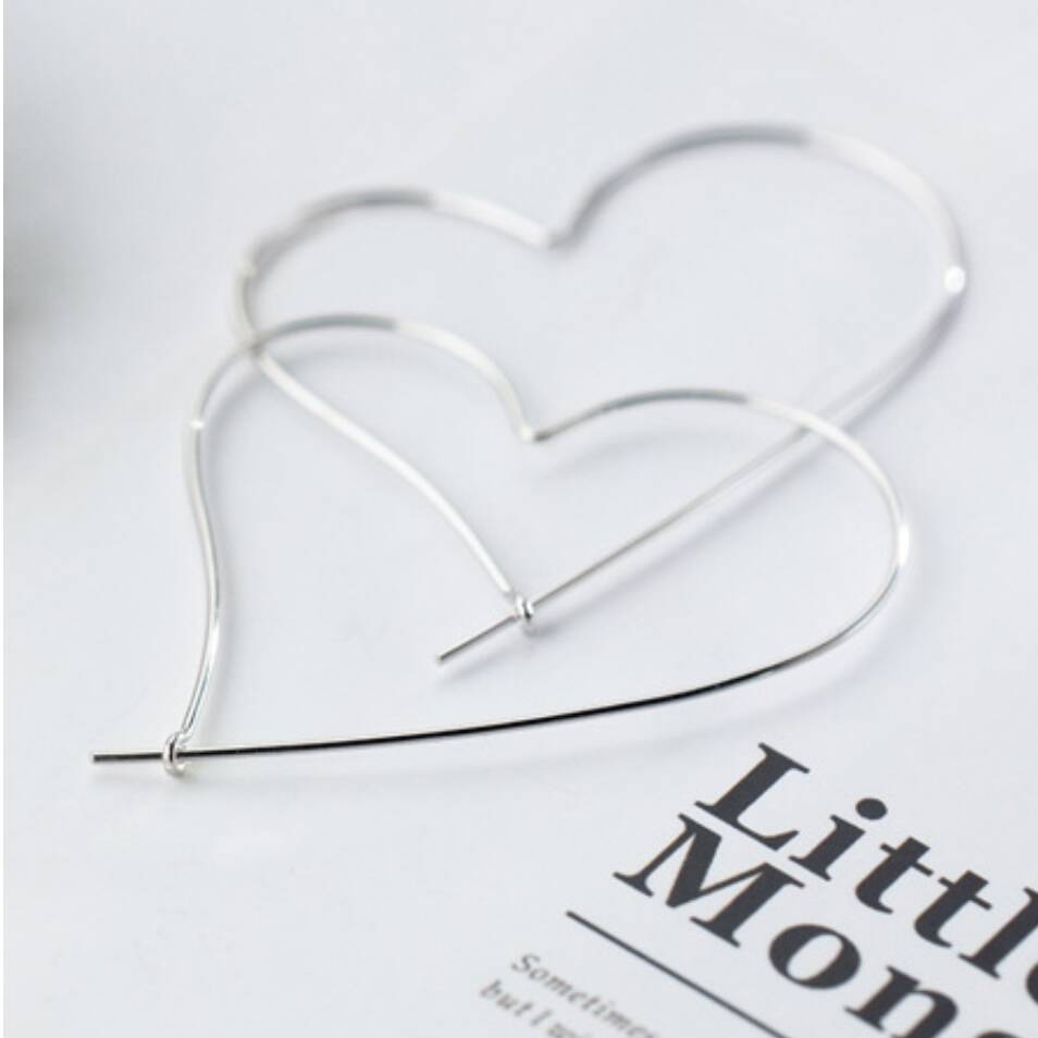 Sterling Silver Large Heart Hoop Earrings