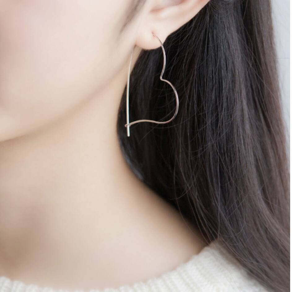 Sterling Silver Large Heart Hoop Earrings