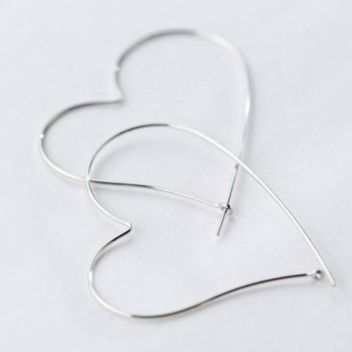 Sterling Silver Large Heart Hoop Earrings