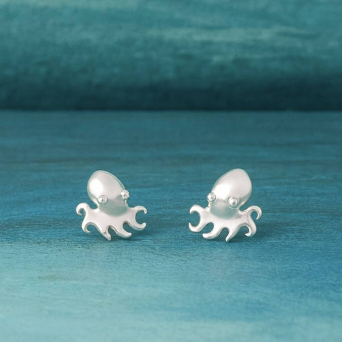 Sterling Silver Octopus Stud Earrings