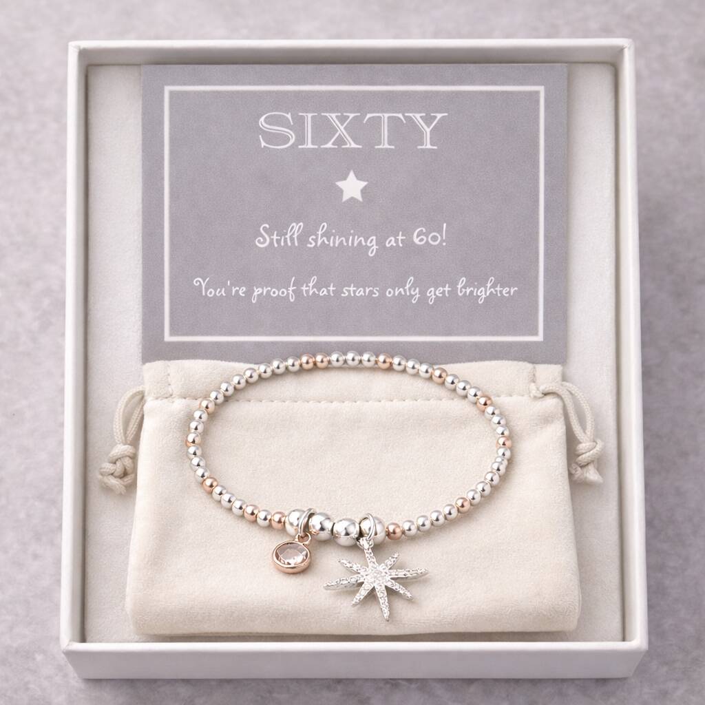 60th Birthday Star Charm Stretch Bracelet