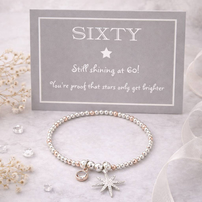 60th Birthday Star Charm Stretch Bracelet