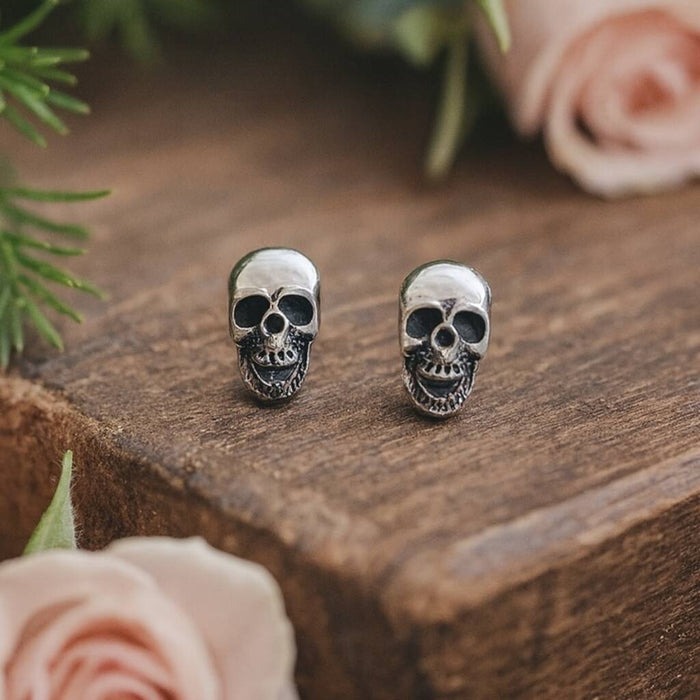 Sterling Silver Skull Stud Earrings