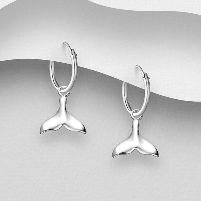 Sterling Silver Whale Tail Hoop Earrings