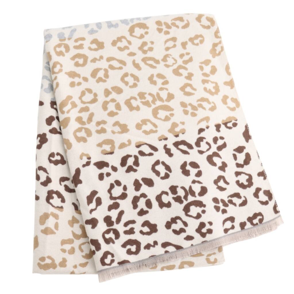 Cream Leopard Print Cozy Winter Scarf